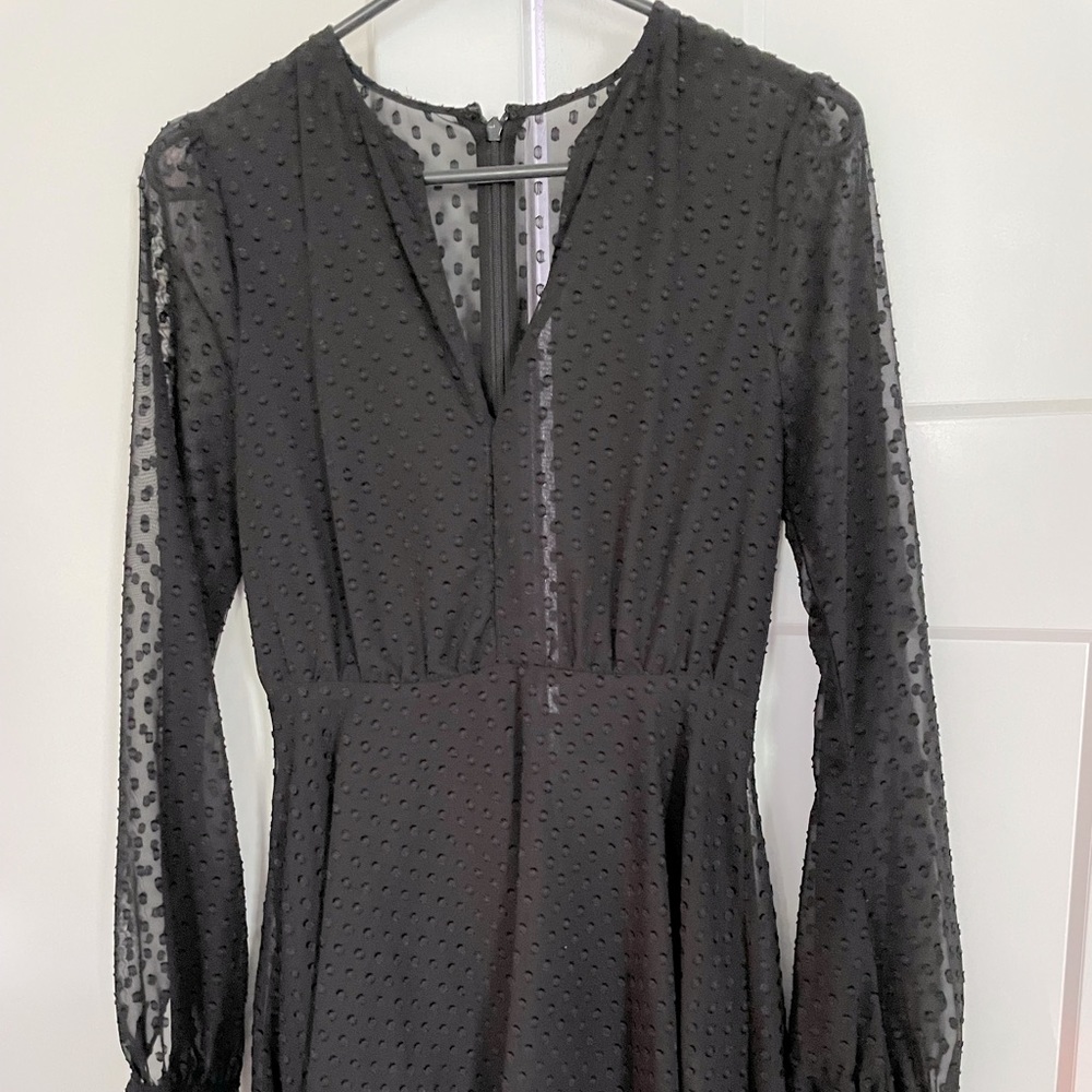 Privacy please black long sleeved short dress